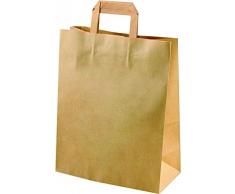 kgpack 25 STK. Papiertaschen groß 33 x 28 x 12 cm Bodenbeutel Tragetaschen Obstbeutel Mitgebseltüten Geschenktaschen Süßigkeiten Geschenkverpackung Gastgeschenke Tüten Braun Kraft Geschenkpapier