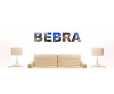 Wandtattoo farbige Wandschrift Städtename Bebra mit Sehenswürdigkeiten 80 x 15 cm Länge