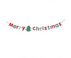 Tinksky Frohe Weihnachten Girlande Banner, Bunting Flags Weihnachtsbaum Anhänger Tür und Wand hängende Dekoration Ornamente Home Party Dekor 3 Meter (rot und grün)