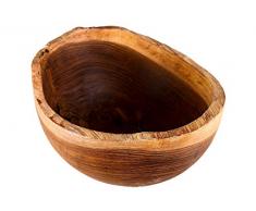 Windalf Rustikale Power-Bowl Holzschale NILA Ø 15 cm Nuß Teakschale Vorraum- & Schmuckschale Handarbeit aus Holz