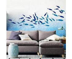 WandSticker4U®- Wandtattoo Fische | Farbe: hellblau | Meer Fische Aquarium Unterwasserwelt See Ozean | Wandbilder Wandsticker Badezimmer Fliesenaufkleber Aufkleber Bad Deko für Kinderzimmer Kinder