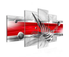Bilder Abstrakt Wandbild 200 x 100 cm Vlies - Leinwand Bild XXL Format Wandbilder Wohnzimmer Wohnung Deko Kunstdrucke Rot Grau 5 Teilig - MADE IN GERMANY - Fertig zum Aufhängen 008551a