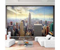 Fototapete Fenster nach New York 396 x 280 cm Vlies Wand Tapete Wohnzimmer Schlafzimmer Büro Flur Dekoration Wandbilder XXL Moderne Wanddeko - 100% MADE IN GERMANY Runa Tapeten 9026012a