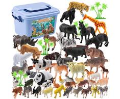 LVPY Tierfiguren Set, 44er Mini Kunststoff lebensechte Wildtiere Spielzeug Dekoration Geburtstag für Kinder