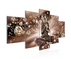 Runa Art Bilder Buddha Feng Shui Wandbild 200 x 100 cm Vlies - Leinwand Bild XXL Format Wandbilder Wohnzimmer Wohnung Deko Kunstdrucke Braun 5 Teilig - Made IN Germany - Fertig zum Aufhängen 505451a