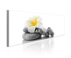 murando - Bilder 135x45 cm - Leinwandbilder - Fertig Aufgespannt - Vlies Leinwand - 1 Teilig - Wandbilder XXL - Kunstdrucke - Wandbild - Natur Feng Shui Spa Blumen Steine weiß grau gelb b-B-0211-b-a