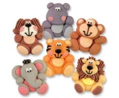 (0,82 EUR/1Stk) Tortendekor Figuren Zucker Zoo-Tierfiguren 12 Stk.