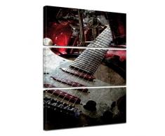 Kunstdruck - Musik - Bild auf Leinwand - 60x90 cm 3tlg - Leinwandbilder - Urban & Graphic - Grunge - Musikinstrument - Gitarre