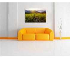 Reisfeld Plantage in Asien, Format: 100x70 auf Leinwand, XXL riesige Bilder fertig gerahmt mit Keilrahmen, Kunstdruck auf Wandbild mit Rahmen, günstiger als Gemälde oder Ölbild, kein Poster oder Plakat