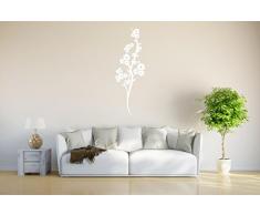 Indigos Wandtattoo/Wandsticker-d198 schöner Blumenstrauß Ranke Blüten Pflanze Tribal 240x79 cm- weiß, Vinyl, 240 x 79 x 1 cm