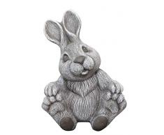 Steinfigur Hase groß sitzend in Schiefergrau, Osterdeko, Osterhase, Figur
