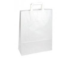 250 Papiertragetaschen Papiertaschen Tüten weiß 32 + 12 x 40 cm Papiertüten Tragetaschen