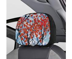 Auto Kopfstützenbezüge für Frauen Herbst Romantisches rotes Blatt Ölgemälde Kopfstützenbezug für Autositz 2er-Set Universal Passform für Autos Vans Trucks Kopfstützenkissen Mode Auto Auto Interieur Z