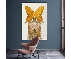 Kunstdruck Kunst Ölgemälde Auf Leinwand Poster Und Drucke Skandinavische Wandkunst Bild Für Wohnzimmer Schmetterling Und Menschen