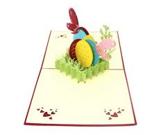 Amycute 3D Pop Up KarteFrohe Ostern Hase im Osternest, 3D Klappkarte zu Ostern, einzigartige Ostergrußkarte als Karte, Geschenk & Gutschein. (Silber)