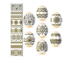 Ostern Gold Ostereier Eieraufkleber Eierfarben Oster Dekorbanderolen, 7 Verschiedene Motive in Packung