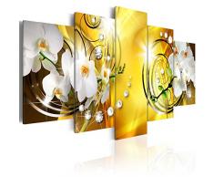 murando - Bilder 100x50 cm - Leinwandbilder - Fertig Aufgespannt - Vlies Leinwand - 5 Teilig - Wandbilder XXL - Kunstdrucke - Wandbild - Blumen Orchidee Perlen Diamant b-A-0257-b-n