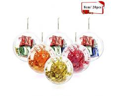 20 Stücke Klar Weihnachtskugeln, 80mm Weihnachtsschmuck Ball, DIY Kunststoff Füllbare Weihnachtsschmuck Baumkugeln Kugeln Handwerk Transparente Kugel