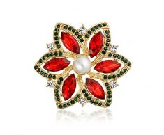 Bling Jewelry Rot Marquise Kristall Simulierten Perle Mode Große Aussage Urlaub Weihnachtsstern Blume Broschen Für Damen Vergoldet