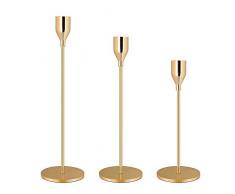 GoMaihe Kerzenständer 3 Set in Unterschiedlicher Größe, 33/28/24cm Kerzenhalter Stabkerze Hoch Metall Deko Kerzenleuchter, Vintage Kerzen Ständer für Valentinstag Weihnachts Hochzeit Essen.MEHRWEG