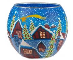 Himmlische Düfte Geschenkartikel GmbH Snow Town Windlicht, Glas, bunt 11x11x9 cm