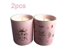 LUOYCXI Weihnachten Duftkerze Rauchfreie Keramik Tasse Kerze Hochzeit Hotel Rosa Candle-2Pcs Rosa Insekt + Rosa Blume 4,8 * 6Cm Kugelkerzen Schwimmkerzen Spitzkerzen Stumpenkerzen