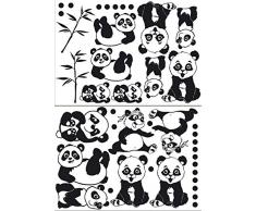 ilka parey wandtattoo-welt Aufkleber Sticker Glassticker Partyaufkleber Pandas mit Bambus und Punkten M2009 - ausgewählte Farbe: *schwarz*