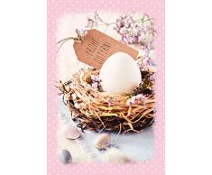 Osterkarte von KE - Frohe Ostern Karte - Ostergrußkarte - Grußkarte - Mit Glitzer - Format 17,0 x 11,5 cm - Klappkarte inkl. Umschlag - Motiv: Osterfest