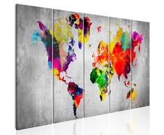 murando - Bilder Weltkarte 200x80 cm Vlies Leinwandbild 5 Teilig Kunstdruck modern Wandbilder XXL Wanddekoration Design Wand Bild - Abstrakt bunt Landkarte Reise k-A-0236-b-m