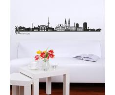 Wandkings Skyline Wandaufkleber Wandtattoo - 125 x 30 cm in schwarz - Deine Stadt wählbar - Bremen