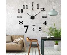 iKALULA DIY Wanduhr, DIY 3D Wanduhren Modern Design Acryl Wanduhren Wandtattoos Dekoration Uhren für Büro Wohnzimmer Schlafzimmer Uhr Geschenk Home Dekoartikel Quarzuhr - Schwarz