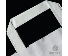 50 x Papiertragetaschen weiss 45+17x47 cm | stabile Papiertüten |Beutel Flachhenkel | Papiertaschen Groß | Werbetaschen | HUTNER