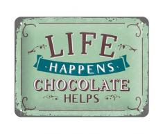 Nostalgic-Art 26191, 15x20 cm Blechschild-Word Up-Life Happens-Chocolate Helps, Vintage Geschenk-Idee für Retro-Fans, zur Dekoration, 15 x 20 cm, Metall, bunt, 15 x 20 x 0,2 cm