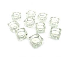 Sepkina Zeitlose Teelichthalter Teelichtgläser Kerzenhalter Tischdeko Teelichter Deko-Set Glaswürfel Glas zeitlos (10)