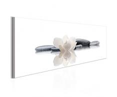 murando - Bilder 150x50 cm Vlies Leinwandbild 1 TLG Kunstdruck modern Wandbilder XXL Wanddekoration Design Wand Bild - Natur Feng Shui Spa Blumen Steine grau weiß b-B-0212-b-a