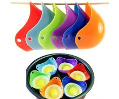 Eierpochierbecher - Kochen perfekt pochierte Eier bunte extra dicke Silikon Eierpochier Formen-Set von 6 (Farbe zufällig)