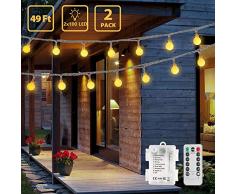 2 Stück 15m 100 LED Lichterkette Batteriebetrieben,OxyLED Kugel Lichterkette Weihnachtsbaum Mit Fernbedienung Timer,8 Modi IP65 Wasserdicht lichterkette Außen Innen für Zimmer Party Garten Weihnachten