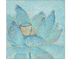 Rahmen-Kunst Keilrahmen-Bild - Studio M: Lotus Beauty Leinwandbild Blüte Feng-Shui Zen Asia-Style blau (80x80)