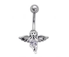 Bauchnabel Piercing Chirurgenstahl mit Sterling Silber Weihnachtsengel für Damen