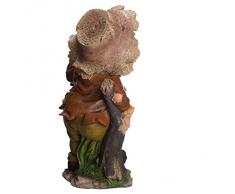 Großer Gartenwichtel mit Solarlampe NF12168-3, riesig 52 cm hoch, Gartenfigur, Deko Kinder Wichtel mit Strohhut auf Einem Baumstamm, mit LED Solar Lampe Gartendekoration, Gartenfigur