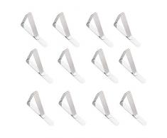 LINVINC 12 pcs Edelstahl Tischtuchklammern Clips - Tischdeckenklammer Tischtuschhalter Cuisine Klemmen Metall-Tisch Tuch Halter