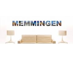 Wandtattoo farbige Wandschrift Städtename Memmingen mit Sehenswürdigkeiten 96 x 10 cm Länge