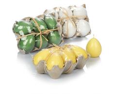 com-four® 18x Kerze Osterei zum Dekorieren - Kerzen in Form von Ostereiern - Eierkerzen für Osterdeko (18 Stück - grün.gelb.weiß)