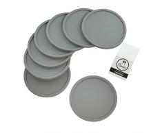 Coastee Silikon-Untersetzer - 8 Stück, grau, Glasuntersetzer-Set für Bar, Wohnzimmer, Küche