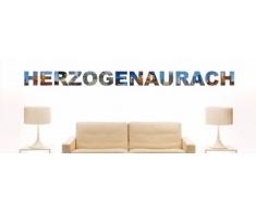 Wandtattoo farbige Wandschrift Städtename Herzogenaurach mit Sehenswürdigkeiten 180 x 22 cm Länge