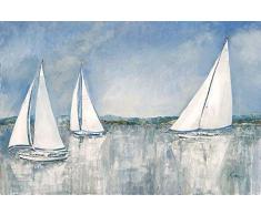 Keilrahmen-Bild – Ruane Manning: Catching The Breeze Leinwandbild Segel-Schiffe Meer maritim modern