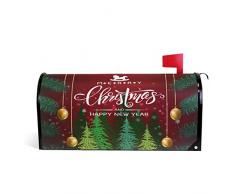 Oarencol Weihnachtsbaum-Lichterkugel Weihnachten Schnee Wald Sterne Briefkastenabdeckungen magnetisch groß Briefkasten-Wraps Garten Hof Home Decor Übergröße 65,5 x 53 cm