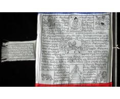 BUDDHAFIGUREN/Billy Held Buddhistische Gebetsfahnen - Gebetsstandarte 2 m - 5 Blatt hoch, breit 40 cm, Buddha Dekoration