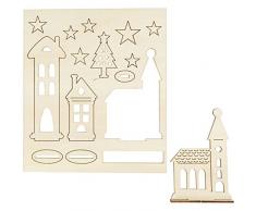 Holzfiguren zum Aufstellen, Weihnachtliche Stadt, L: 20 cm, B: 17,5 cm, Sperrholz, 1Pck., Stärke: 3 mm