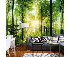 murimage Fototapete Wald 3D 366 x 254 cm inklusive Kleister Tapete Bäume Wohnzimmer Küche Schlafzimmer
